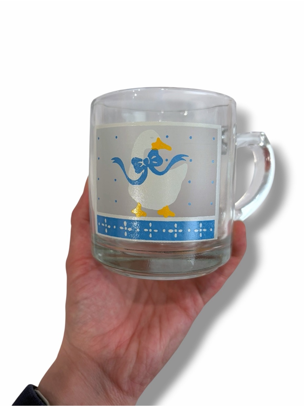 SOLD - Set of 4 Country Goose Themed Glass Mugs - Picture 5 of 8